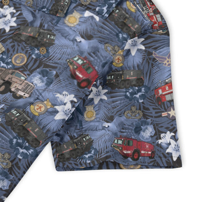Hawaiian Shirt - "The Goodfellow Era ARFF Trucks" - Blue 100% Cotton