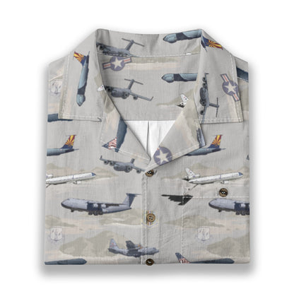 "Air Mobility Command " Tribute Hawaiian Shirt, Beige 100% Cotton!
