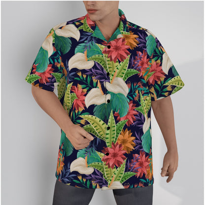 "Nocturnal Blooms" Hawaiian Shirt - Cotton