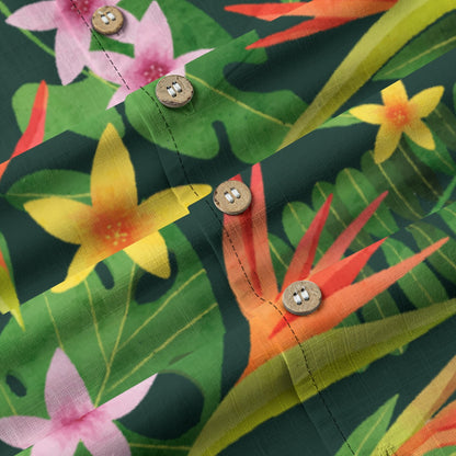 "Paradise Plumes" Hawaiian Shirt - 100% Cotton