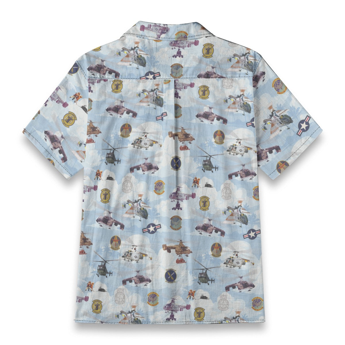 HH-43 "Huskie" Hawaiian Shirt – Cotton Edition | PEDRO-Inspired Vintage Aviation Vibes - Blue