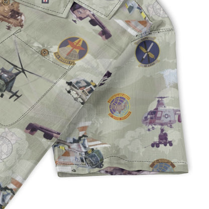 HH-43 "Huskie" Hawaiian Shirt – Cotton Edition | PEDRO-Inspired Vintage Aviation Vibes - OD Green