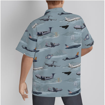 "Air Mobility Command " Tribute Hawaiian Shirt, Blue in Cotton!