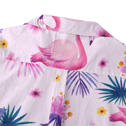 "Pink Flamingo Carnival" Hawaiian Shirt - 100% Cotton
