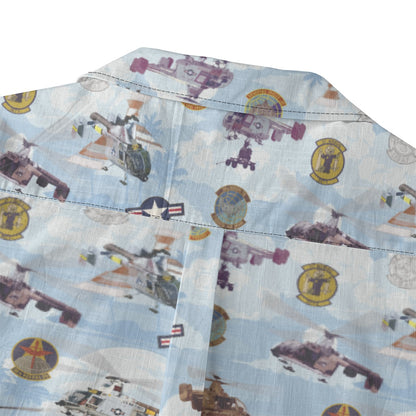 HH-43 "Huskie" Hawaiian Shirt – Cotton Edition | PEDRO-Inspired Vintage Aviation Vibes - Blue
