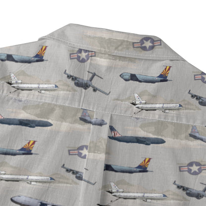 "Air Mobility Command " Tribute Hawaiian Shirt, Beige 100% Cotton!