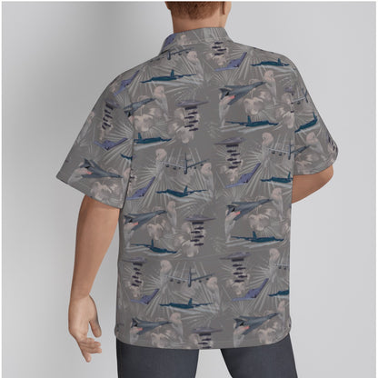 "USAF Bombers" Tribute Hawaiian Shirt, Gray in Cotton!