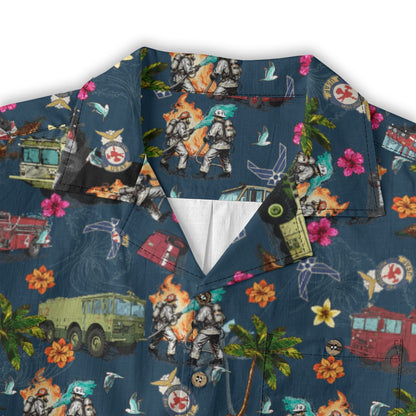 Air Force Firefighters Fundraiser Hawaiian Shirt by Island Vibes For Life - Blue