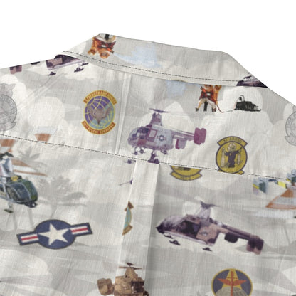 HH-43 "Huskie" Hawaiian Shirt – Cotton Edition | PEDRO-Inspired Vintage Aviation Vibes - Gray