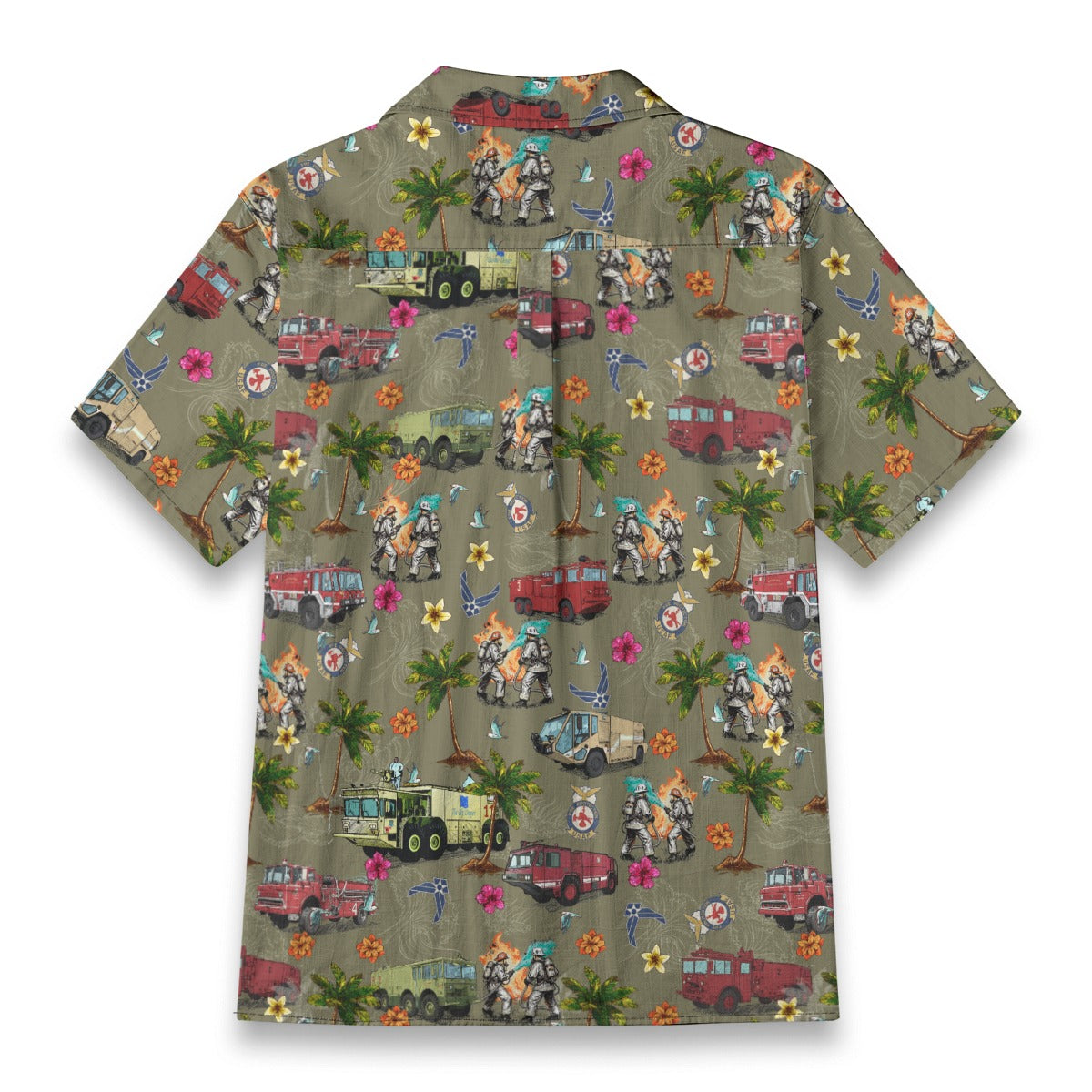 Air Force Firefighters Fundraiser Hawaiian Shirt by Island Vibes For Life - OD Green