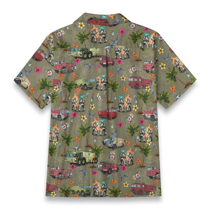 Air Force Firefighters Fundraiser Hawaiian Shirt by Island Vibes For Life - OD Green