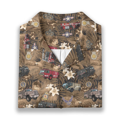 Hawaiian Shirt - "The Goodfellow Era ARFF Trucks" - Bronze 100% Cotton