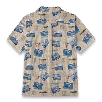 Hawaiian Shirt - Tribute to Current Fighter Jets of the USAF 100% Cotton! - Beige