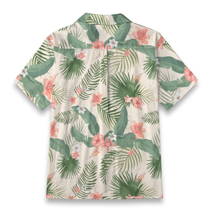 "Hibiscus Palm Oasis" Hawaiian Shirt - 100% Cotton