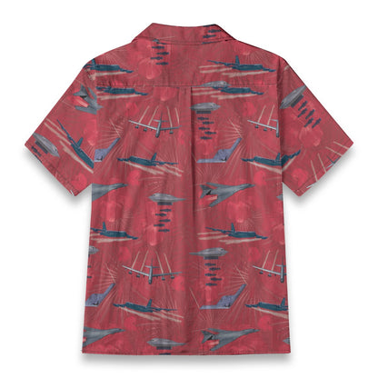 "USAF Bombers" Tribute Hawaiian Shirt, Red 100% Cotton!