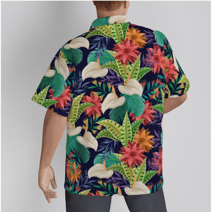 "Nocturnal Blooms" Hawaiian Shirt - Cotton