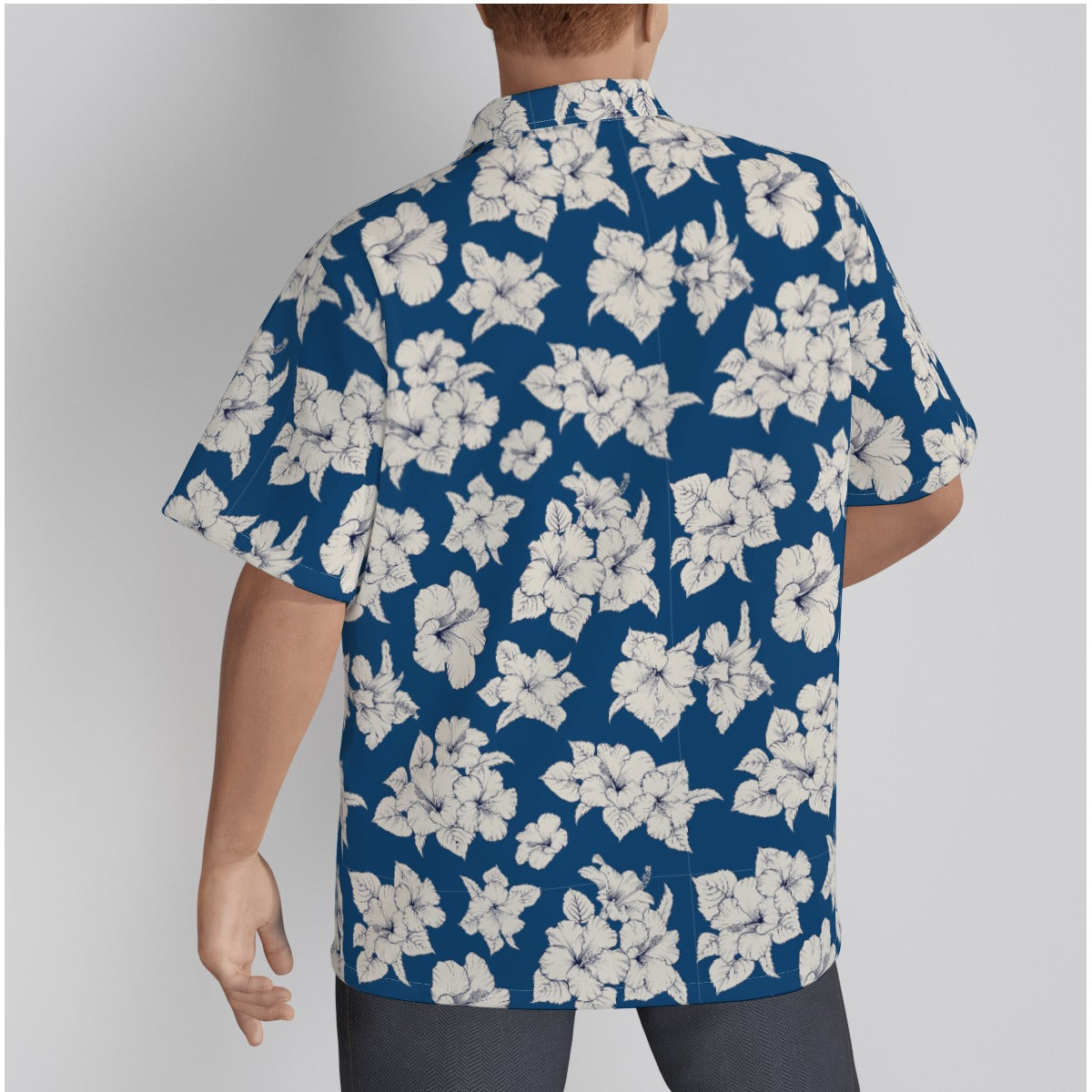 "Classic White Hibiscus" Hawaiian Shirt - Cotton