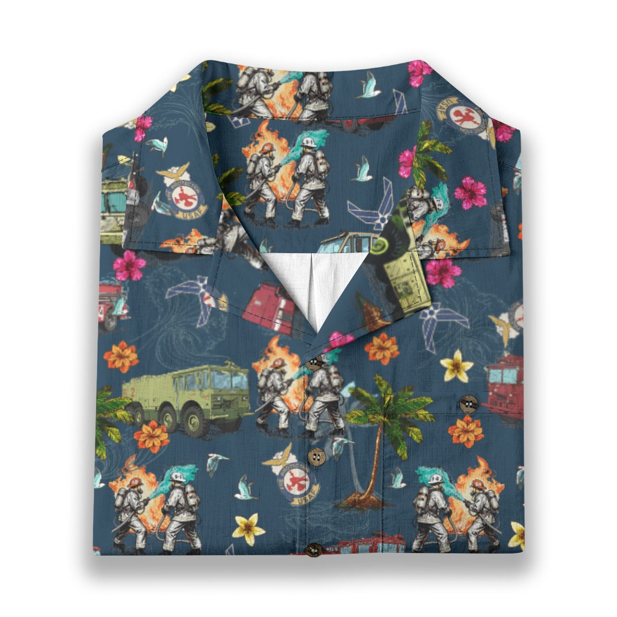 Air Force Firefighters Fundraiser Hawaiian Shirt by Island Vibes For Life - Blue
