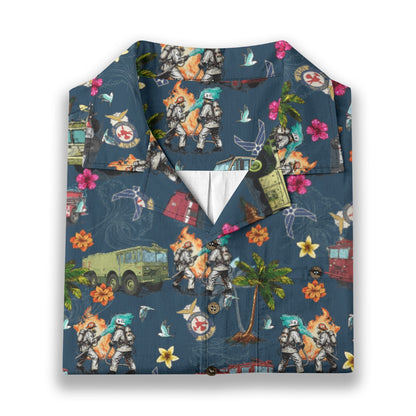 Air Force Firefighters Fundraiser Hawaiian Shirt by Island Vibes For Life - Blue