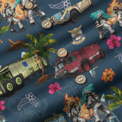 Air Force Firefighters Fundraiser Hawaiian Shirt by Island Vibes For Life - Blue