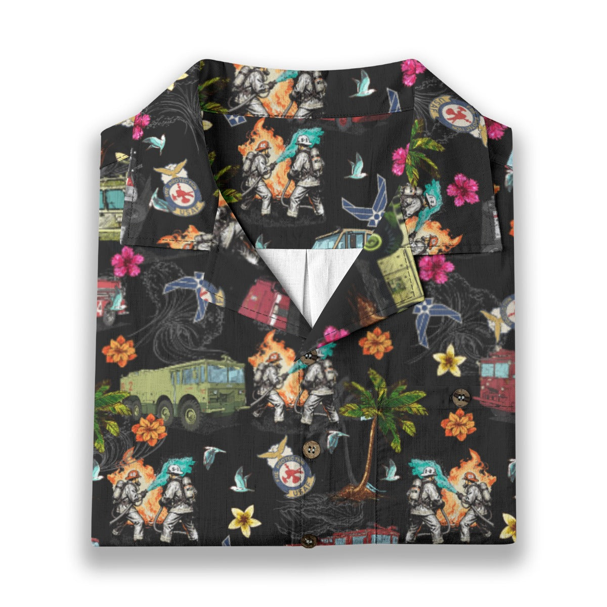 Air Force Firefighters Fundraiser Hawaiian Shirt by Island Vibes For Life - Black