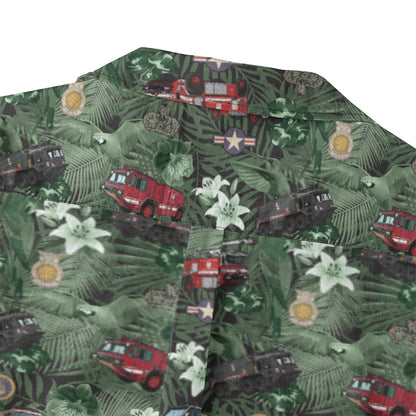Hawaiian Shirt - "The Goodfellow Era ARFF Trucks" - Green100% Cotton