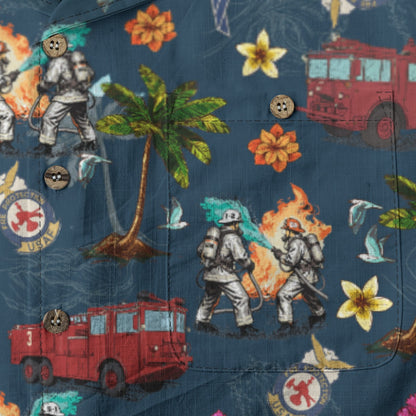 Air Force Firefighters Fundraiser Hawaiian Shirt by Island Vibes For Life - Blue