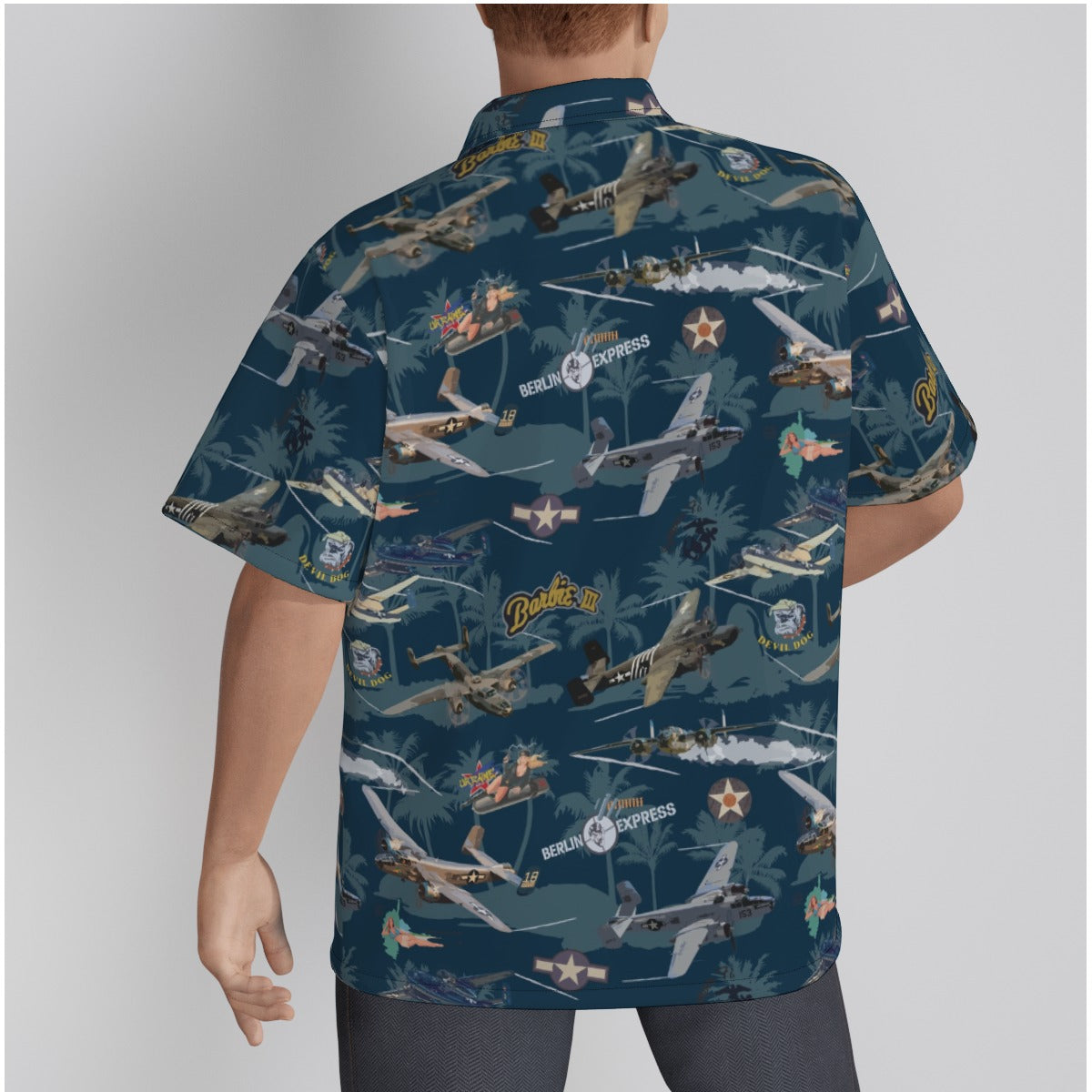 "B-25 Mitchell Tribute" Hawaiian Shirt Cotton - Blue