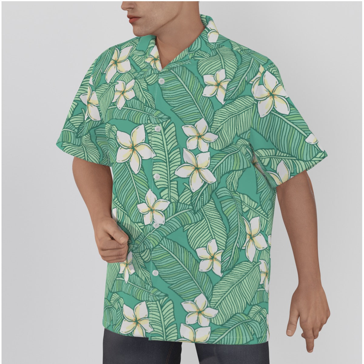 "Jasmine Palm Paradise" Hawaiian Shirt - Cotton