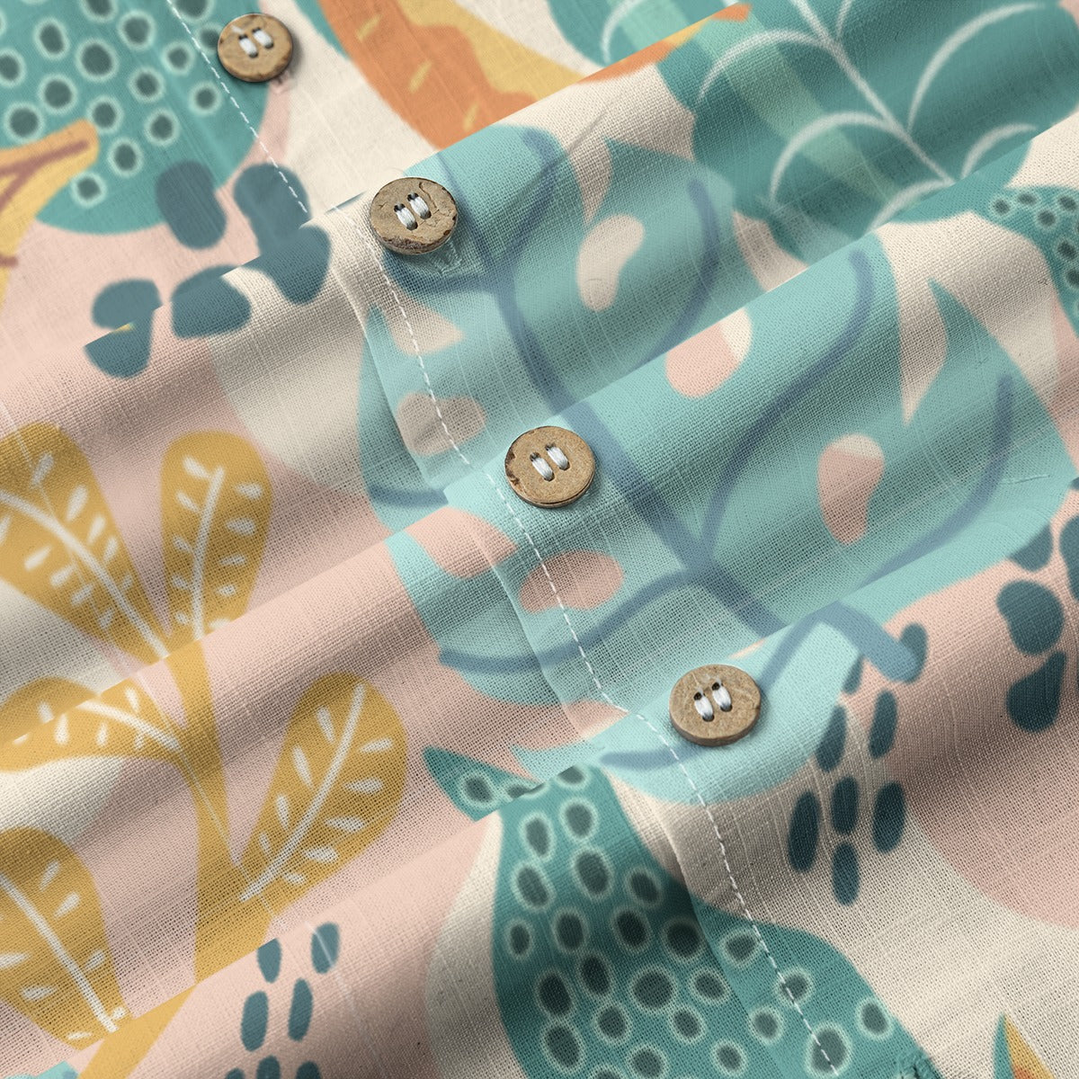"Earthy Tropics Reverie" Hawaiian Shirt - 100%  Cotton