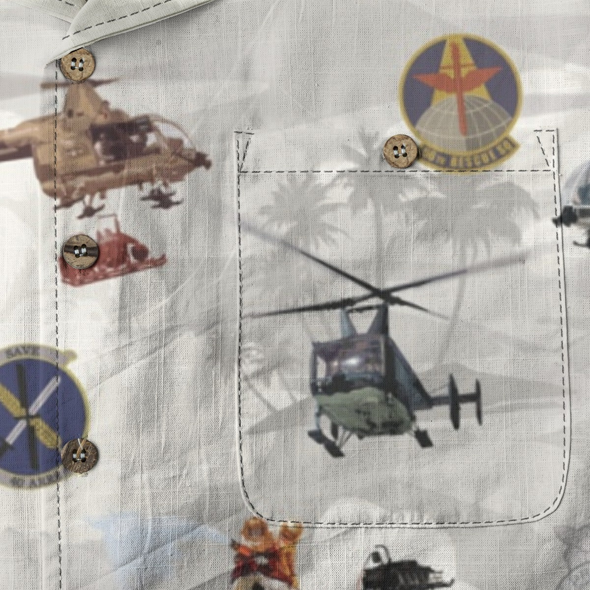 HH-43 "Huskie" Hawaiian Shirt – Cotton Edition | PEDRO-Inspired Vintage Aviation Vibes - Gray