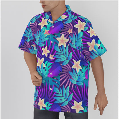 "Purple Paradise Blooms" Hawaiian Shirt - Cotton