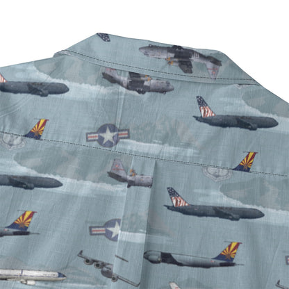 "Air Mobility Command " Tribute Hawaiian Shirt, Blue 100% Cotton!