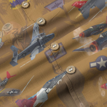 "Tuskegee Airmen" Hawaiian Tribute Shirt Gold 100%  Cotton