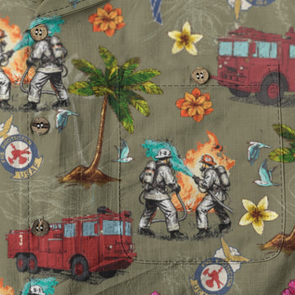 Air Force Firefighters Fundraiser Hawaiian Shirt by Island Vibes For Life - OD Green
