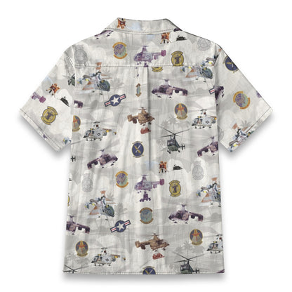 HH-43 "Huskie" Hawaiian Shirt – Cotton Edition | PEDRO-Inspired Vintage Aviation Vibes - Gray