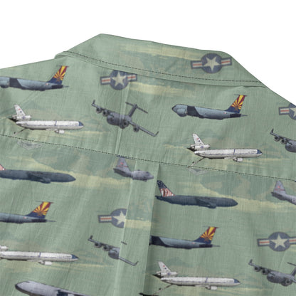 "Air Mobility Command " Tribute Hawaiian Shirt, Green 100% Cotton!