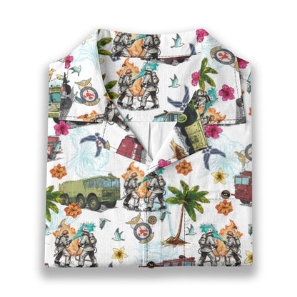 Air Force Firefighters Fundraiser Hawaiian Shirt by Island Vibes For Life - White