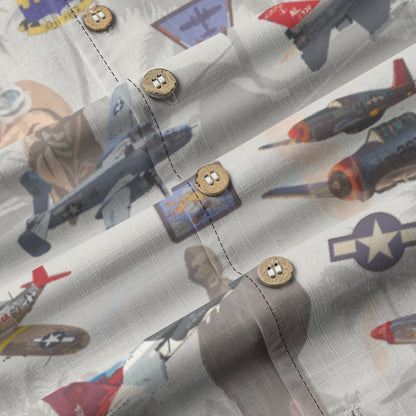 "Tuskegee Airmen" Hawaiian Tribute Shirt Beige 100%  Cotton