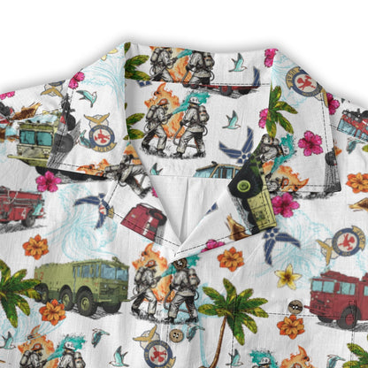 Air Force Firefighters Fundraiser Hawaiian Shirt by Island Vibes For Life - White