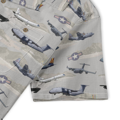 "Air Mobility Command " Tribute Hawaiian Shirt, Beige 100% Cotton!