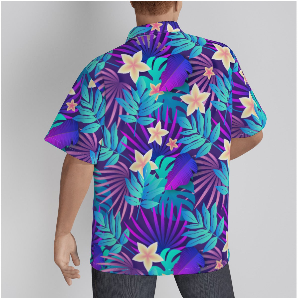 "Purple Paradise Blooms" Hawaiian Shirt - Cotton