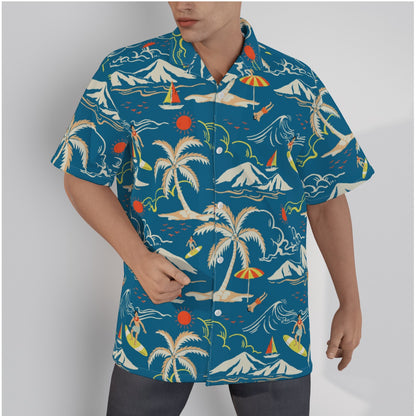 "Surfin', Sailin', and Tsunami" Hawaiian Shirt - Cotton