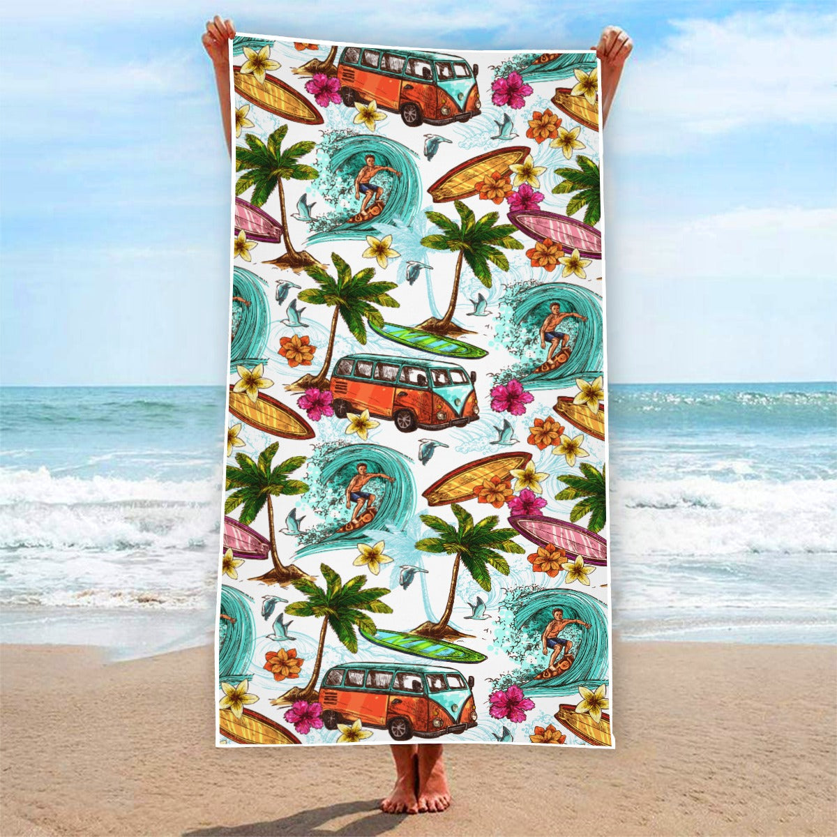 "Microbus and Surfboards" Beach Towel -From $29.99!