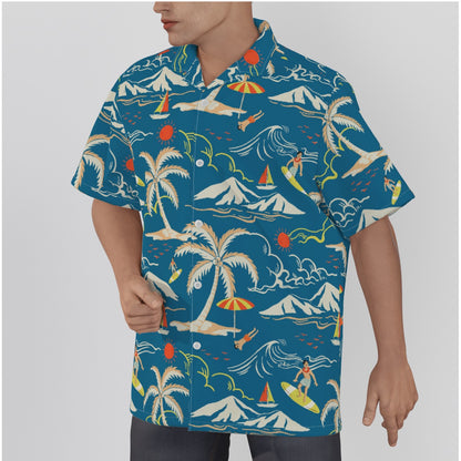 "Surfin', Sailin', and Tsunami" Hawaiian Shirt - Cotton