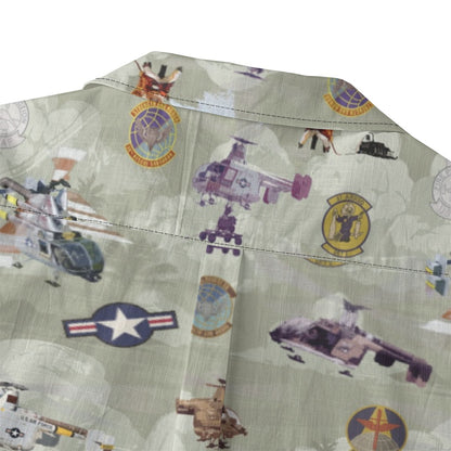 HH-43 "Huskie" Hawaiian Shirt – Cotton Edition | PEDRO-Inspired Vintage Aviation Vibes - OD Green