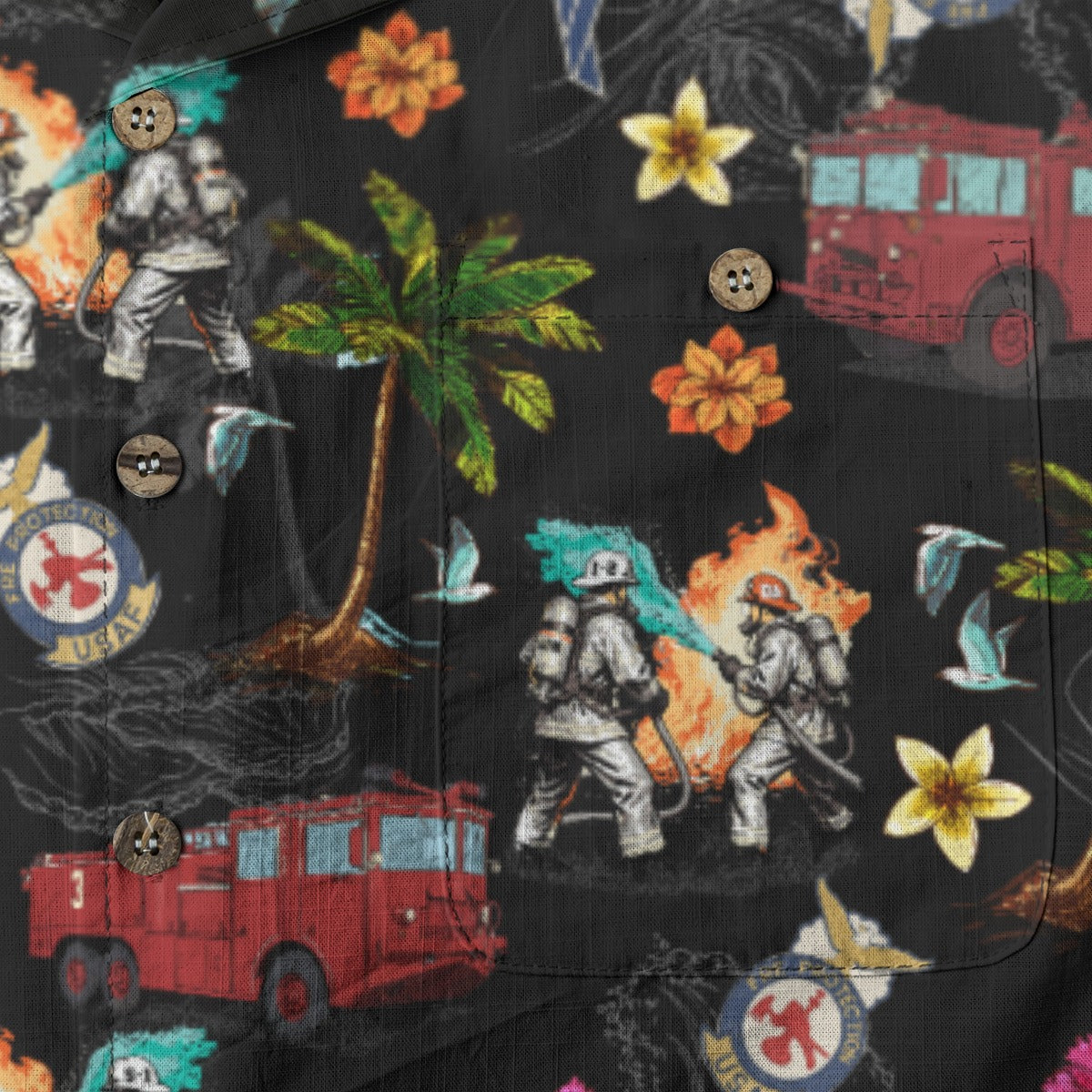 Air Force Firefighters Fundraiser Hawaiian Shirt by Island Vibes For Life - Black