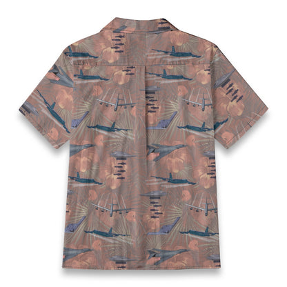"USAF Bombers" Tribute Hawaiian Shirt, Beige 100% Cotton!