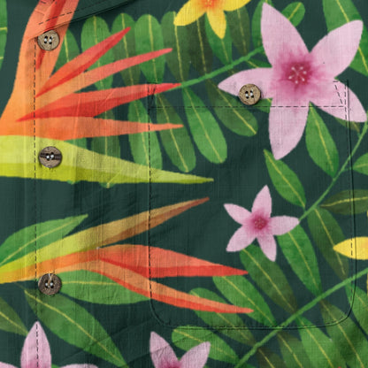 "Paradise Plumes" Hawaiian Shirt - 100% Cotton