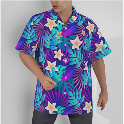 "Purple Paradise Blooms" Hawaiian Shirt - Cotton